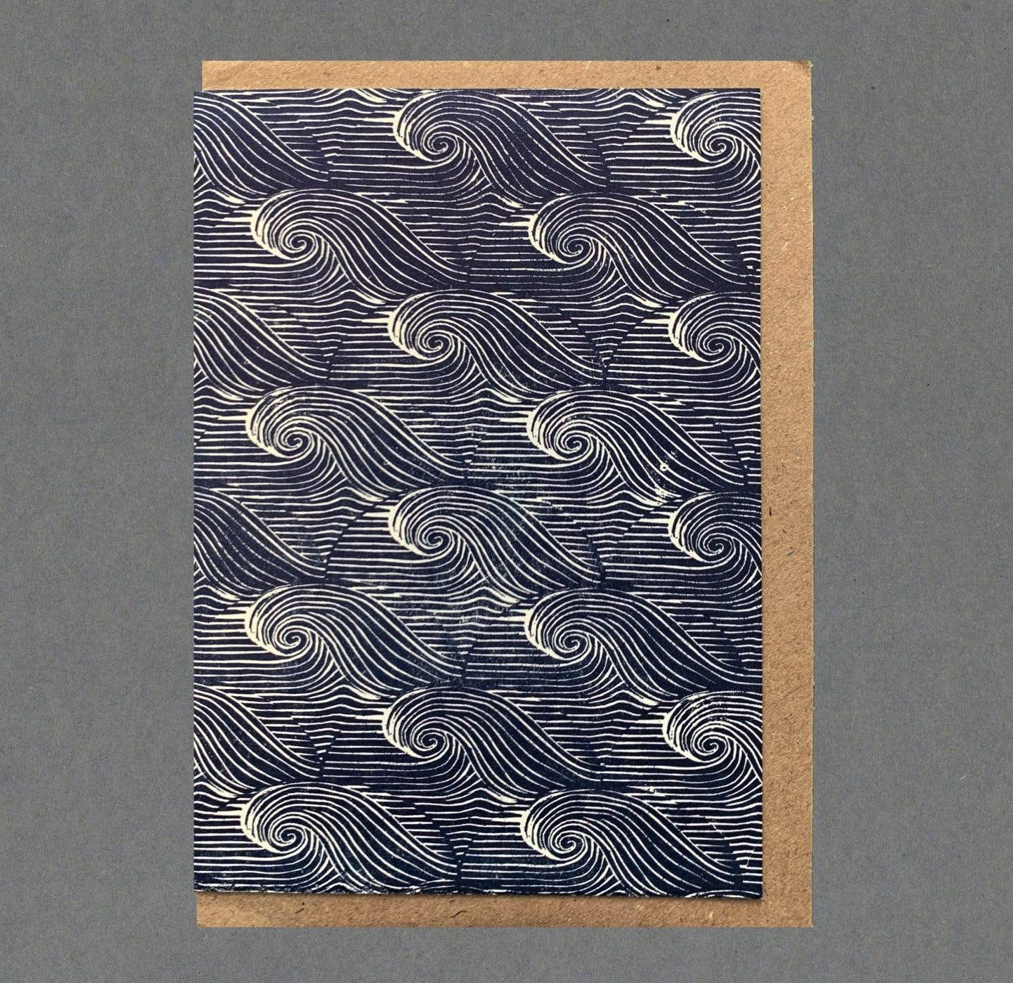 Blue Sea. Letterpress Greeting Card, Eco Friendly