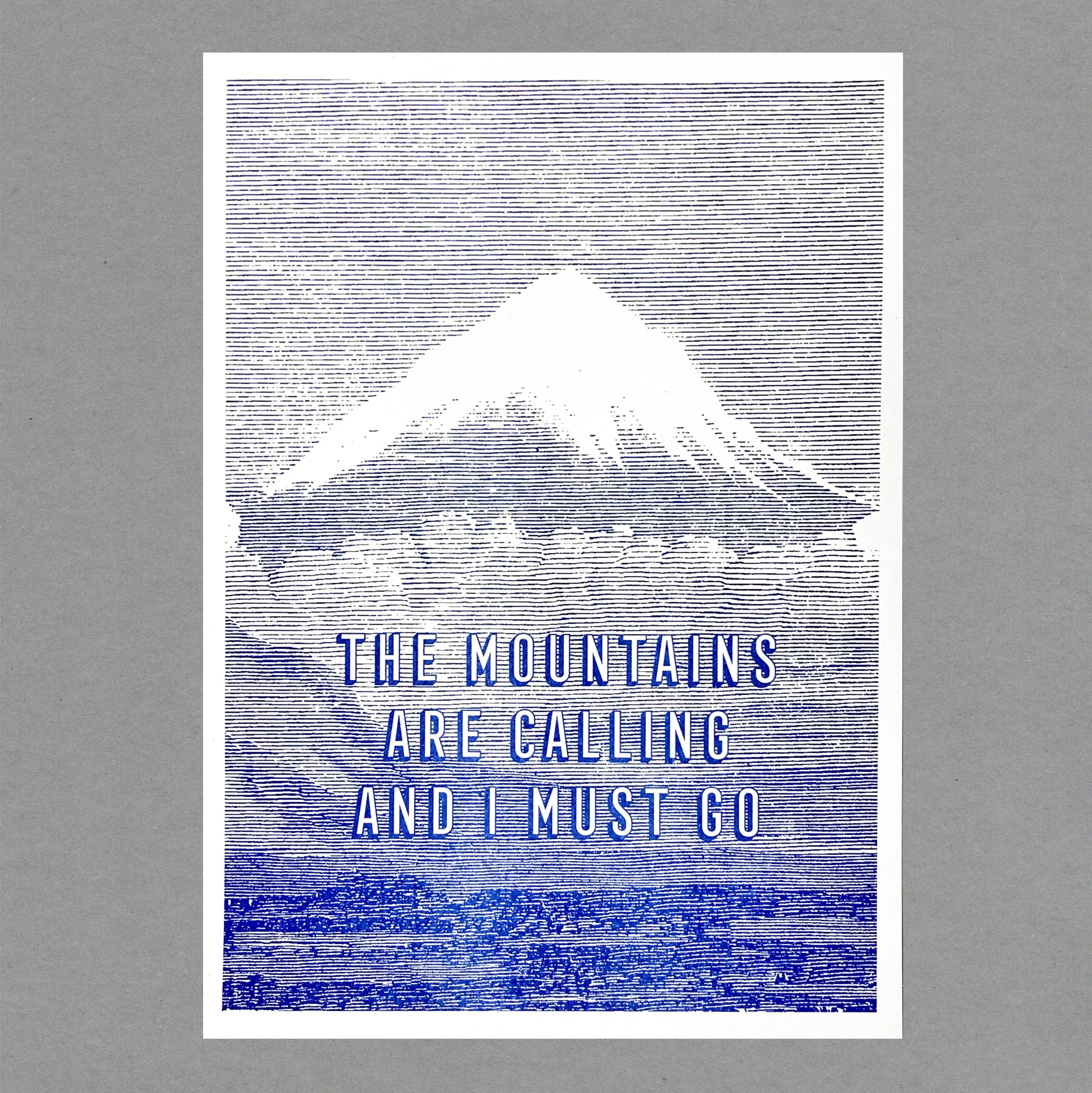 The Mountains Risograph Print. A3. Eco Friendly
