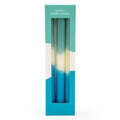 Set of 6 Dinner Candles Two Tone Teal in Box