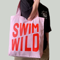 Swim Wild canvas tote  Pink/Chilli
