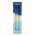Set of 6 Dinner Candles Two Tone Blue in Box