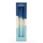Set of 6 Dinner Candles Two Tone Blue in Box