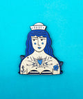 Tattooed Sailor Girl Pin Brooch / Nautical Tattoo Wooden Pin