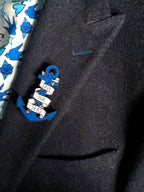 Wooden Anchor Pin Brooch / Nautical Tattoo Pin Badge