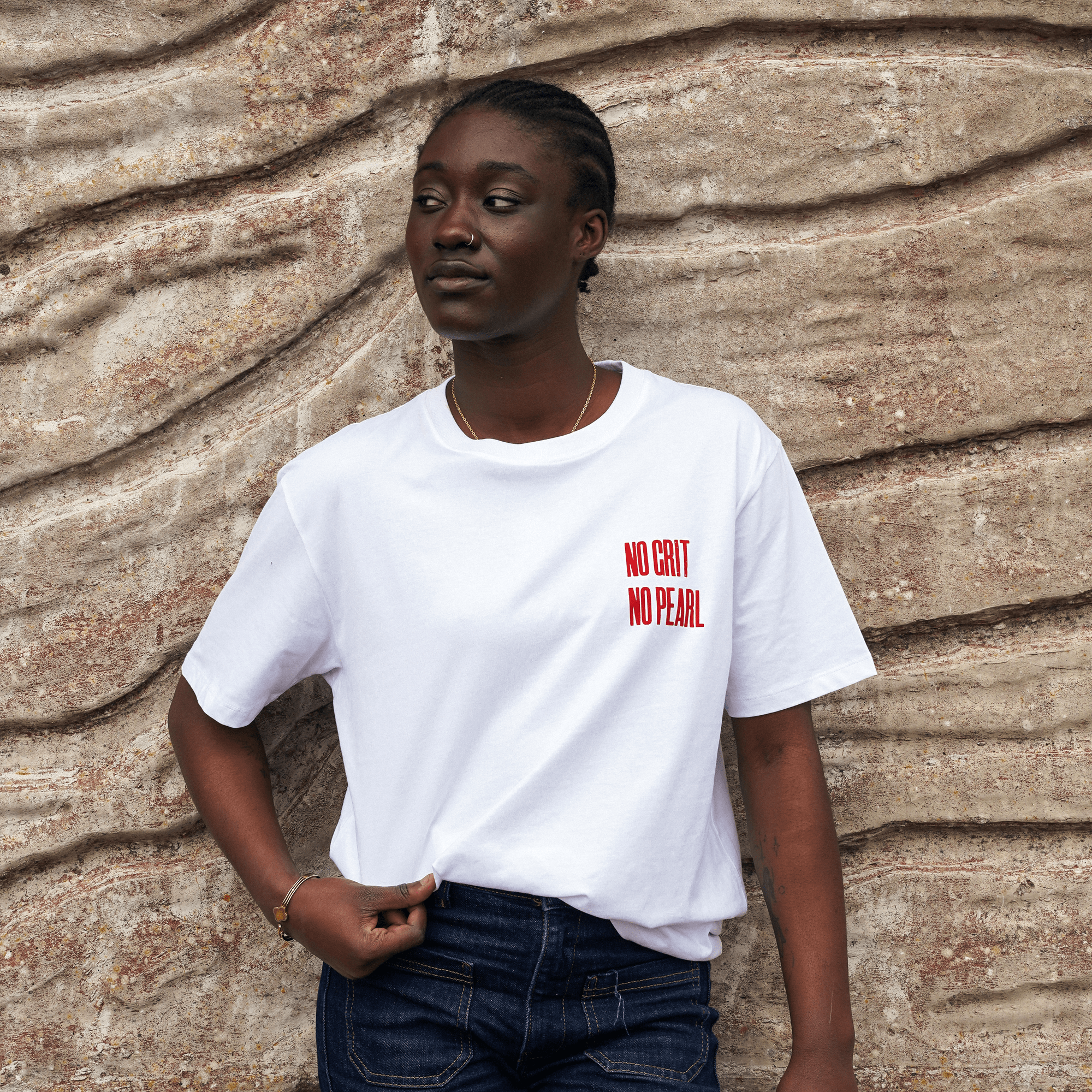 No Grit No Pearl Organic Cotton T-Shirt in White