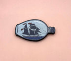 Ship in Bottle Wooden Pin Brooch / Nautical Pin Badge