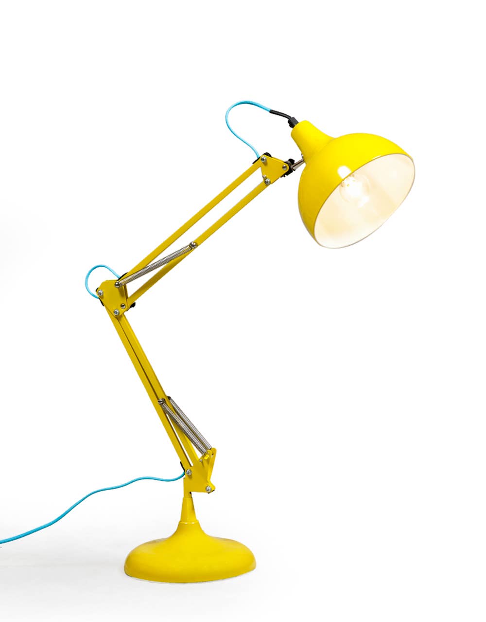 Yellow Traditional Desk Lamp (Blue Fabric Flex)