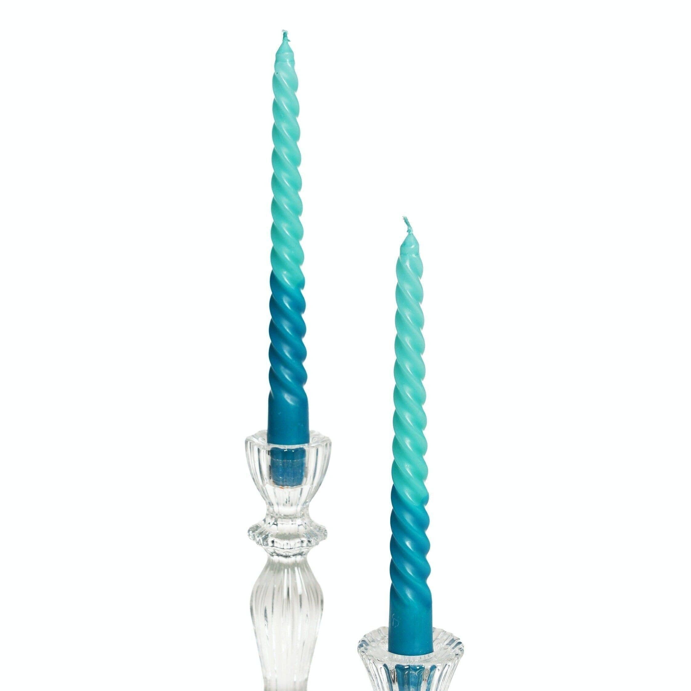 Dip Dye Spiral Candles (Set of 4) - Blue