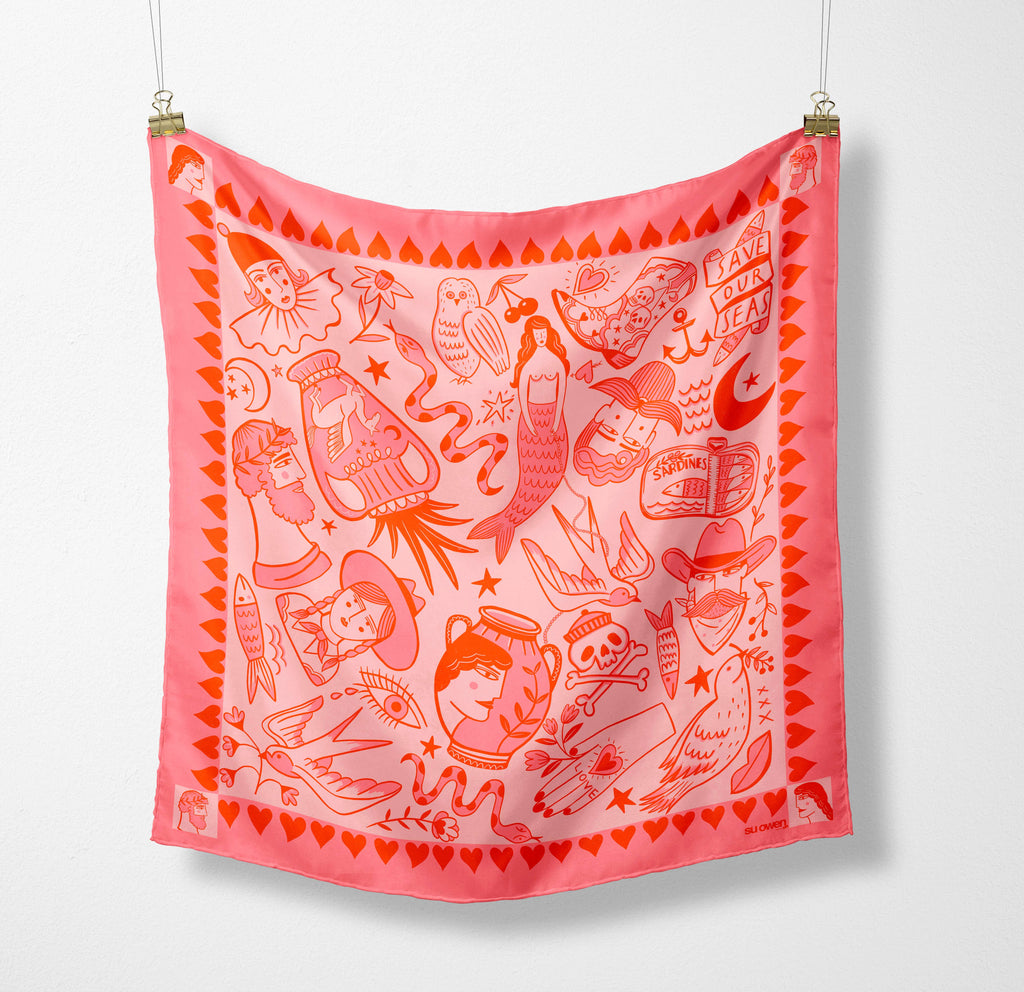 Pink 'I Love Everything' Eco Scarf / Headscarf
