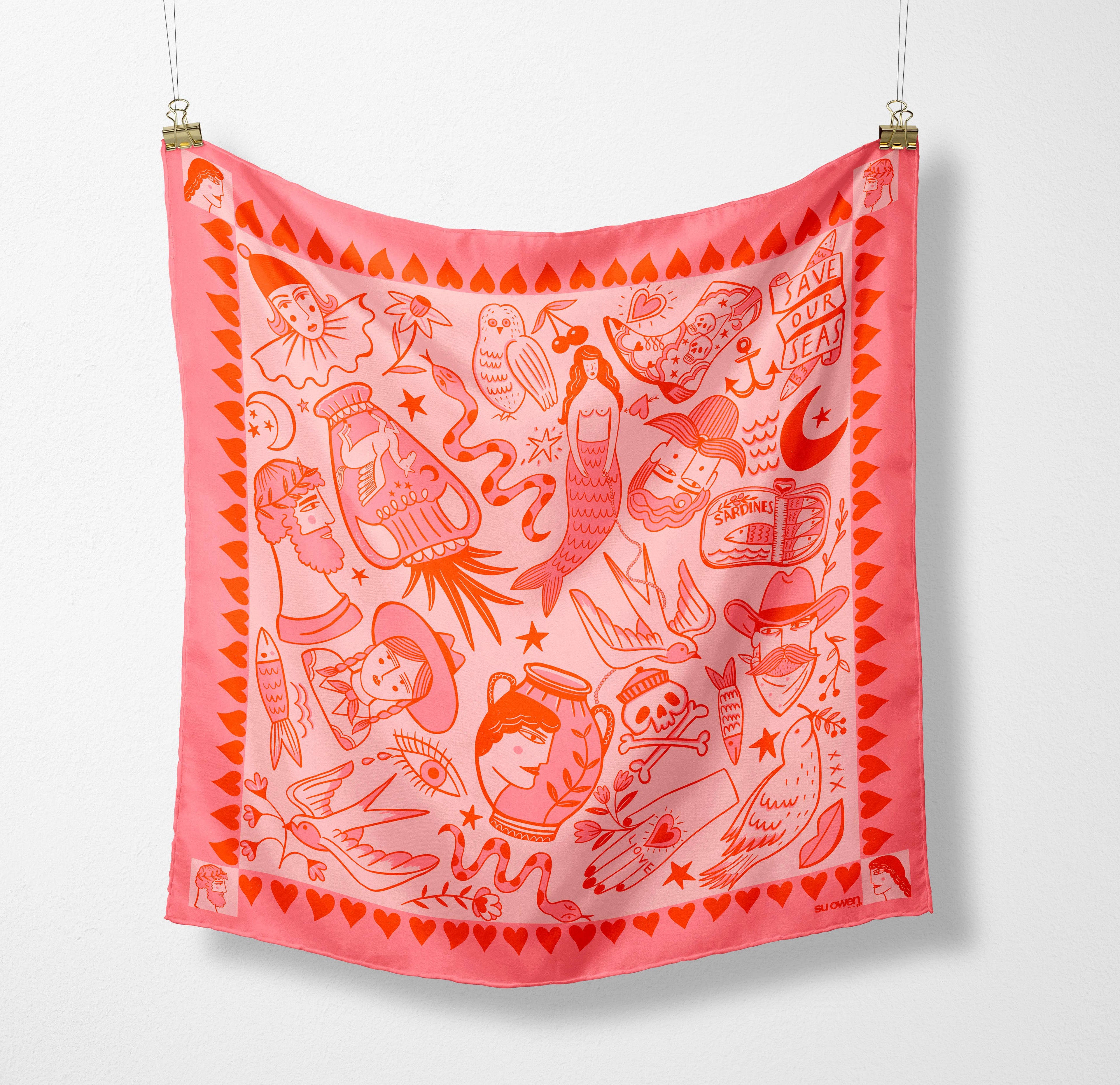Pink 'I Love Everything' Eco Scarf / Headscarf