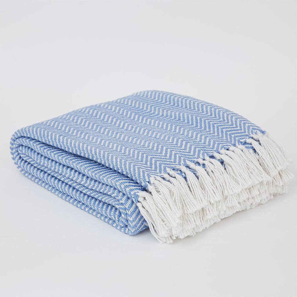 Cobalt Herringbone Blanket