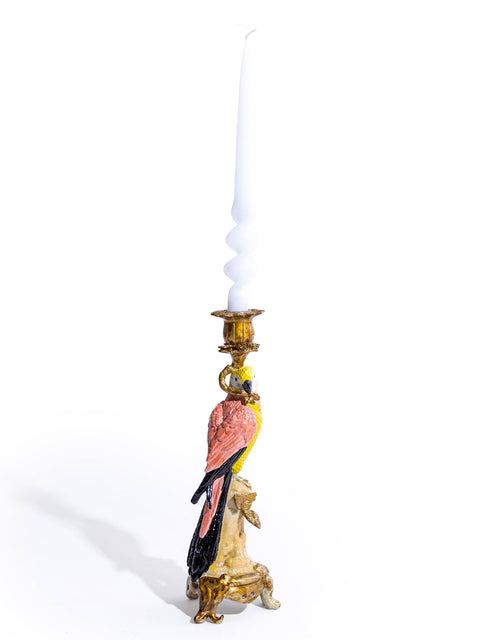 Antiqued Ornate Parrot Candle Holder
