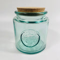 Recycled Glass Round Authentic Storage Jar with a Cork Lid