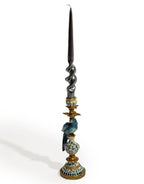 Antiqued Ornate Blue/White Parrot Candle Holder - LH