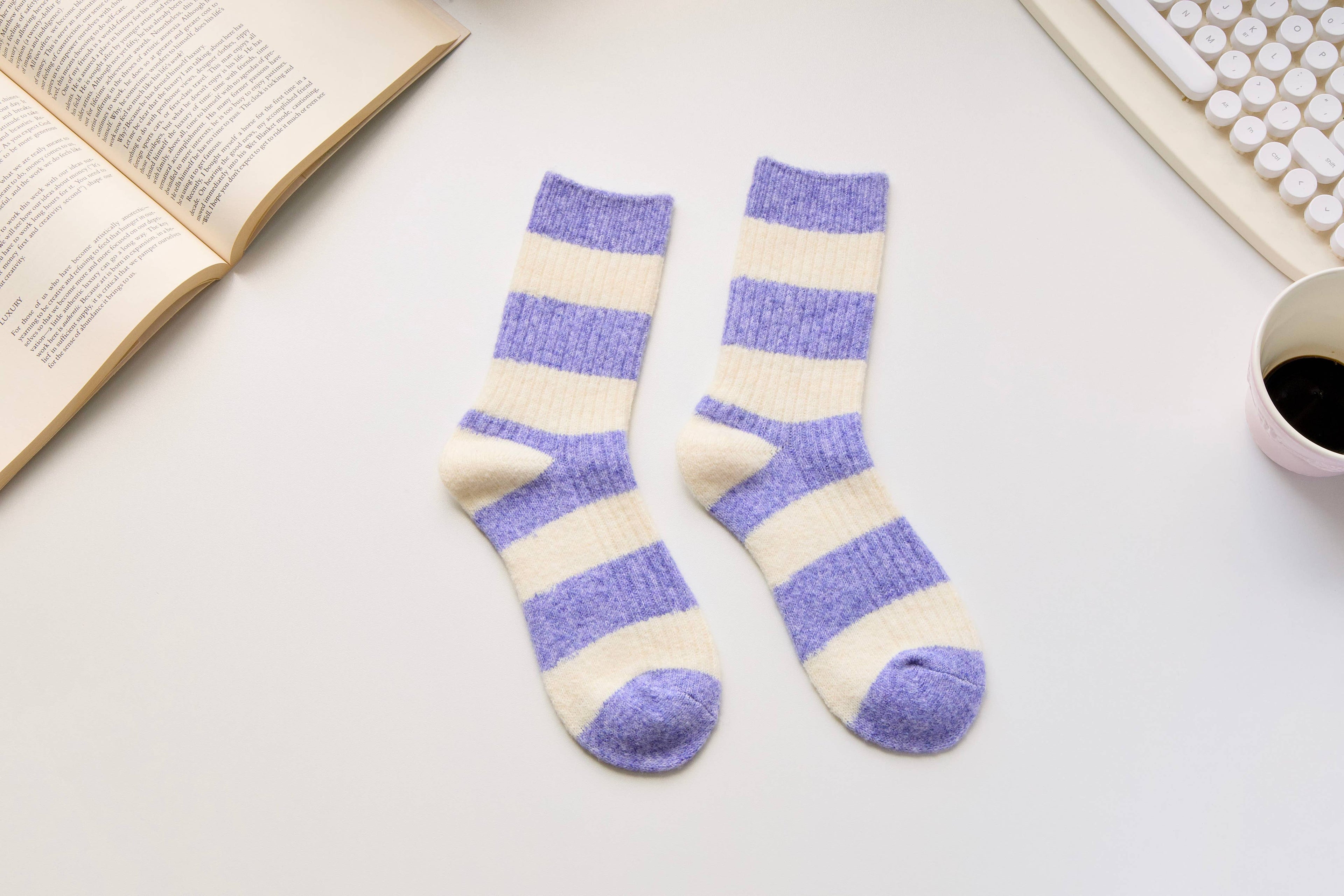 Warm Cashmere & Wool Blend Socks – Striped Winter Style