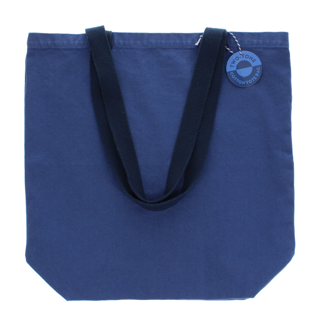 Two-tone cotton tote bag - Indigo blue