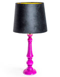 Gloss Wooden Table Lamp with Metallic-Lined Shade