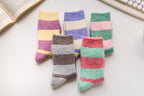 Warm Cashmere & Wool Blend Socks – Striped Winter Style