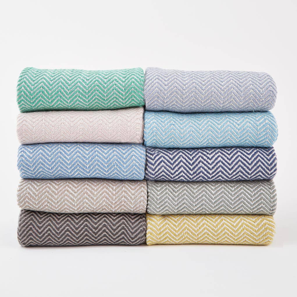 Navy Herringbone Blanket