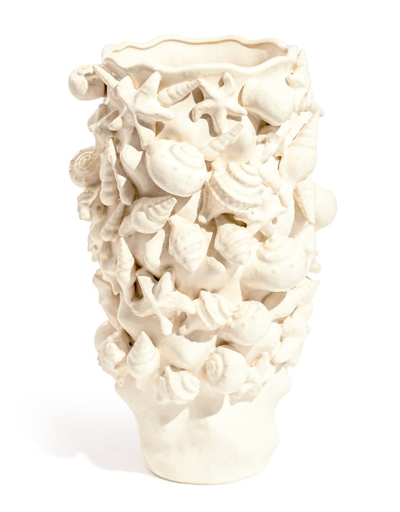 Sand White Large Ceramic Shell vase