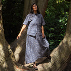 Easy-fit Organic Cotton Summer Dress in Midnight & Putty