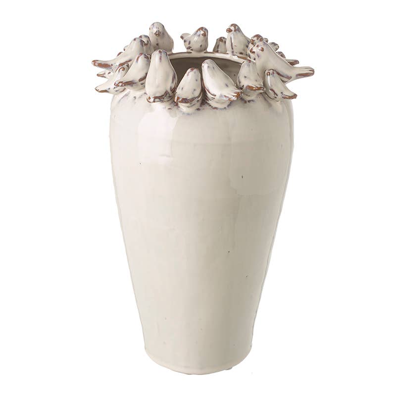Tall Pot With Birds