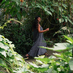 Easy-fit Organic Cotton Summer Dress in Midnight & Putty