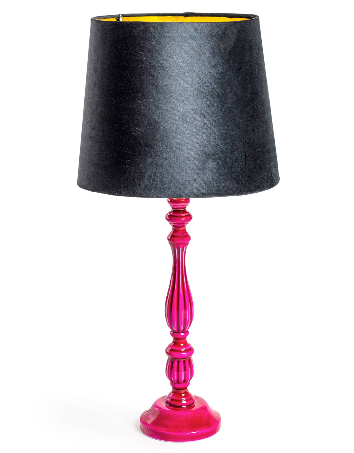 Gloss Wooden Table Lamp with Metallic-Lined Shade
