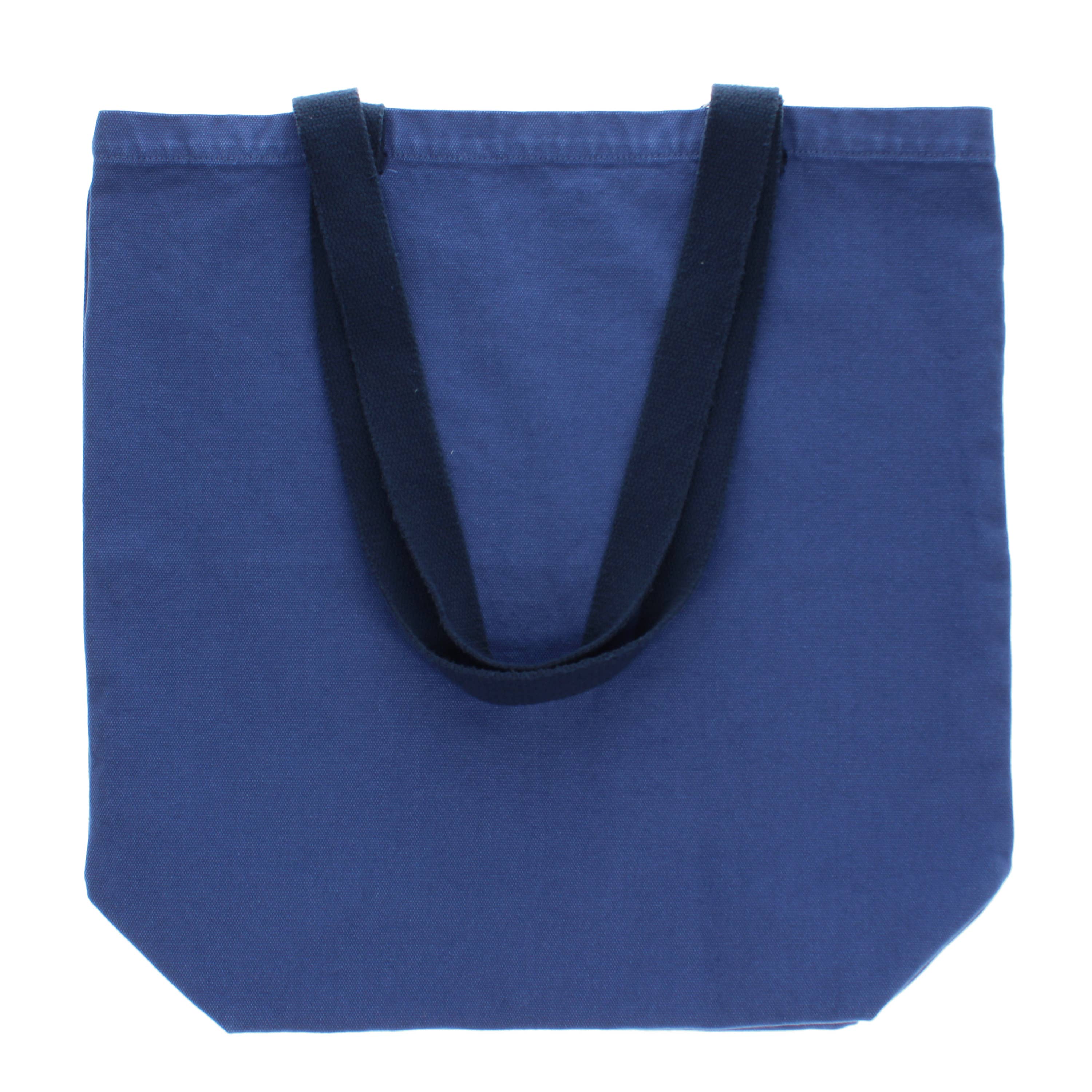 Two-tone cotton tote bag - Indigo blue