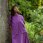 Easy-fit Organic Cotton Summer Dress in Fuchsia & Teal