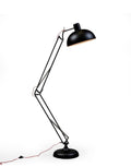 Classic Black Desk Style Floor Lamp with Red Fabric Flex