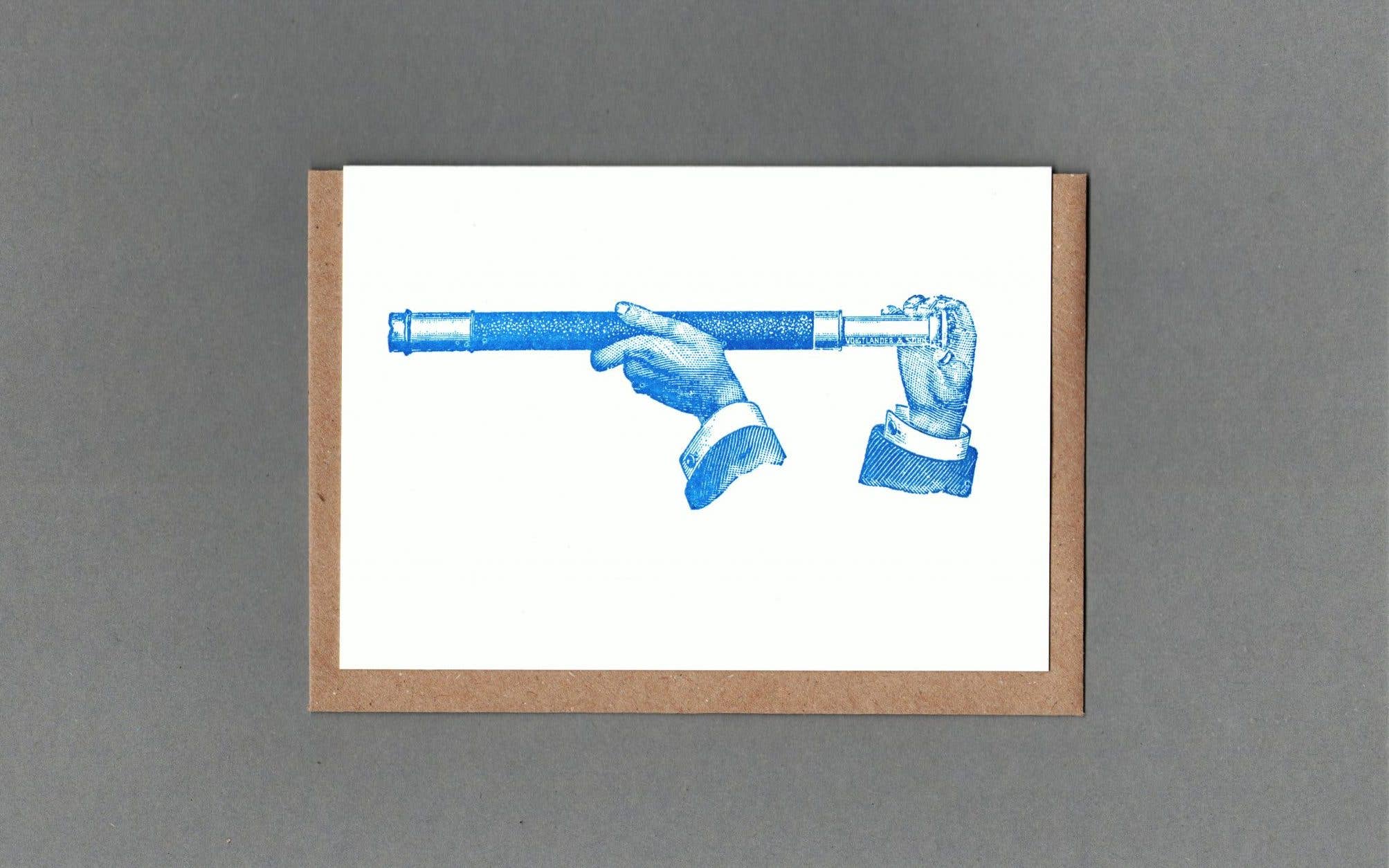 Naval Telescope. Letterpress Greeting Card, Eco Friendly