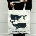 Lrg Natural 6oz Cotton Bag 38x42cm - WHALE