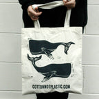 Lrg Natural 6oz Cotton Bag 38x42cm - WHALE
