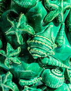 Crackle Aqua Blue Sea Shell Large Ceramic Vase