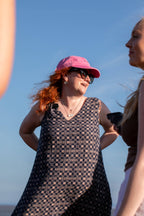 Easy-fit Organic Cotton Summer Dress in Midnight & Putty
