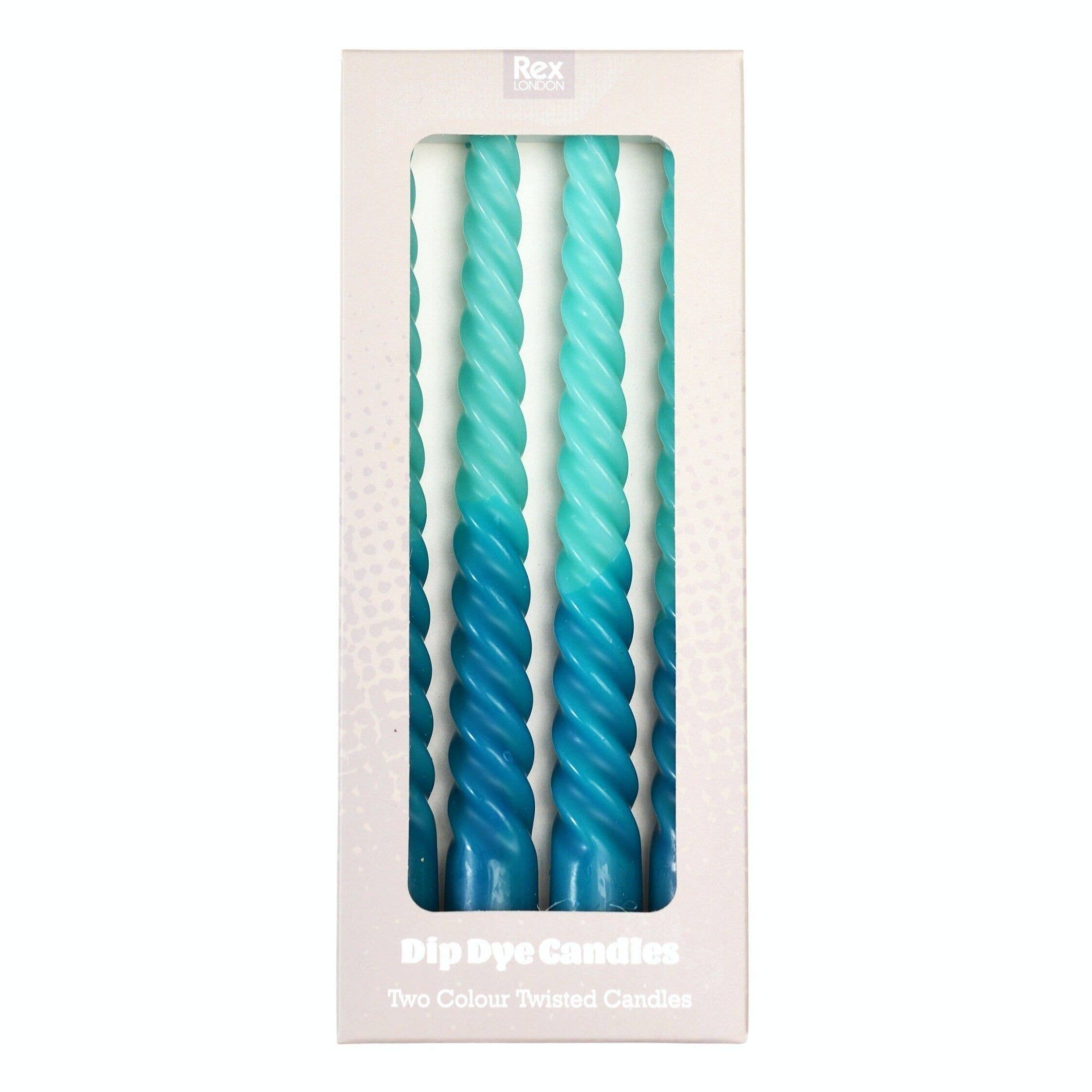 Dip Dye Spiral Candles (Set of 4) - Blue