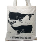 Lrg Natural 6oz Cotton Bag 38x42cm - WHALE