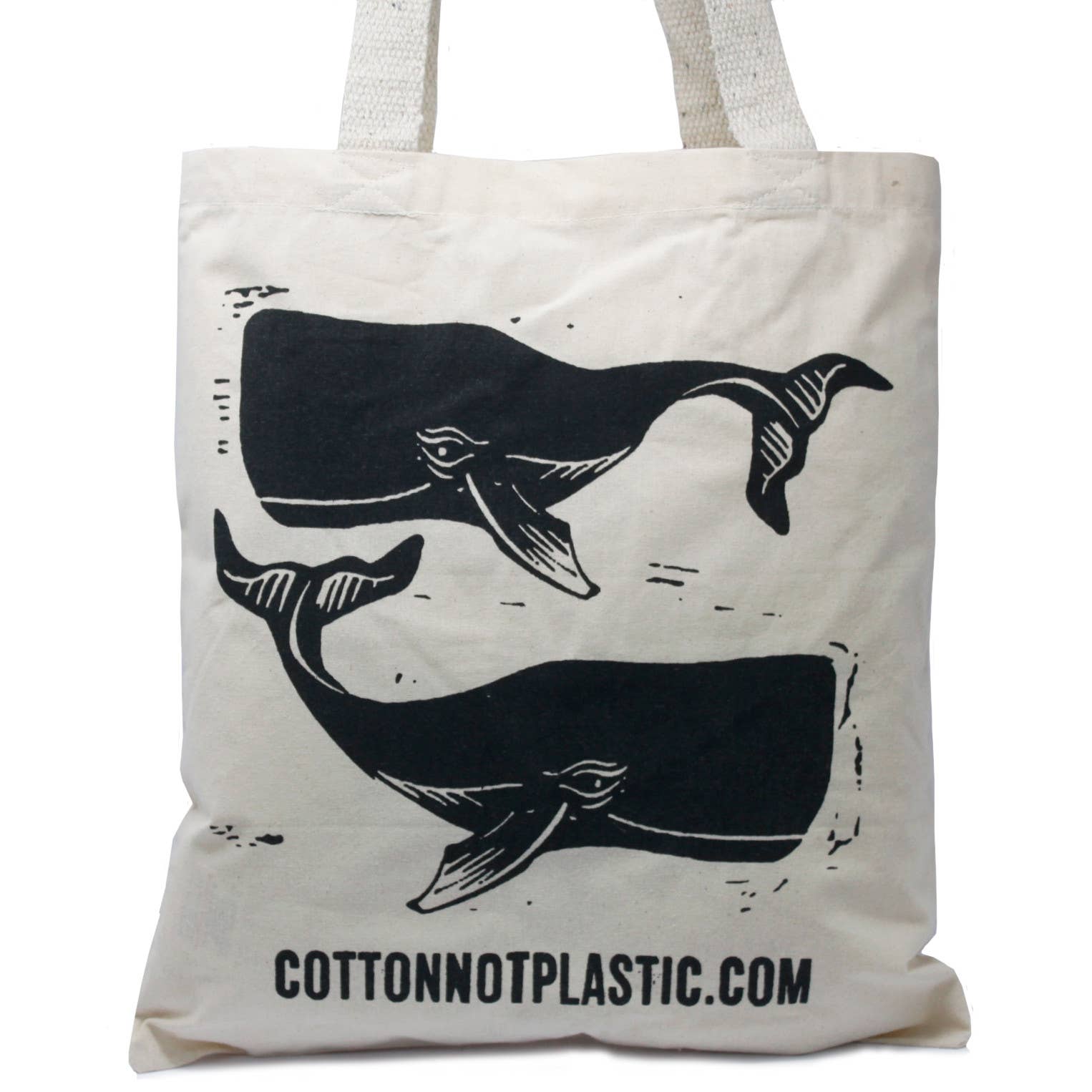 Lrg Natural 6oz Cotton Bag 38x42cm - WHALE