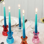 Dip Dye Spiral Candles (Set of 4) - Blue