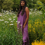 Easy-fit Organic Cotton Summer Dress in Fuchsia & Teal