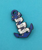 Wooden Anchor Pin Brooch / Nautical Tattoo Pin Badge