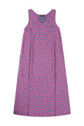 Easy-fit Organic Cotton Summer Dress in Fuchsia & Teal