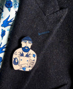Tattooed Sailor Pin Brooch / Nautical Tattoo Wooden Pin
