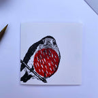 Christmas Robin  Handprinted 100% Sustainable Christmas Card
