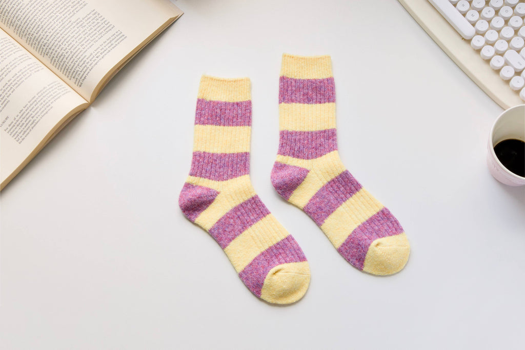 Warm Cashmere & Wool Blend Socks – Striped Winter Style