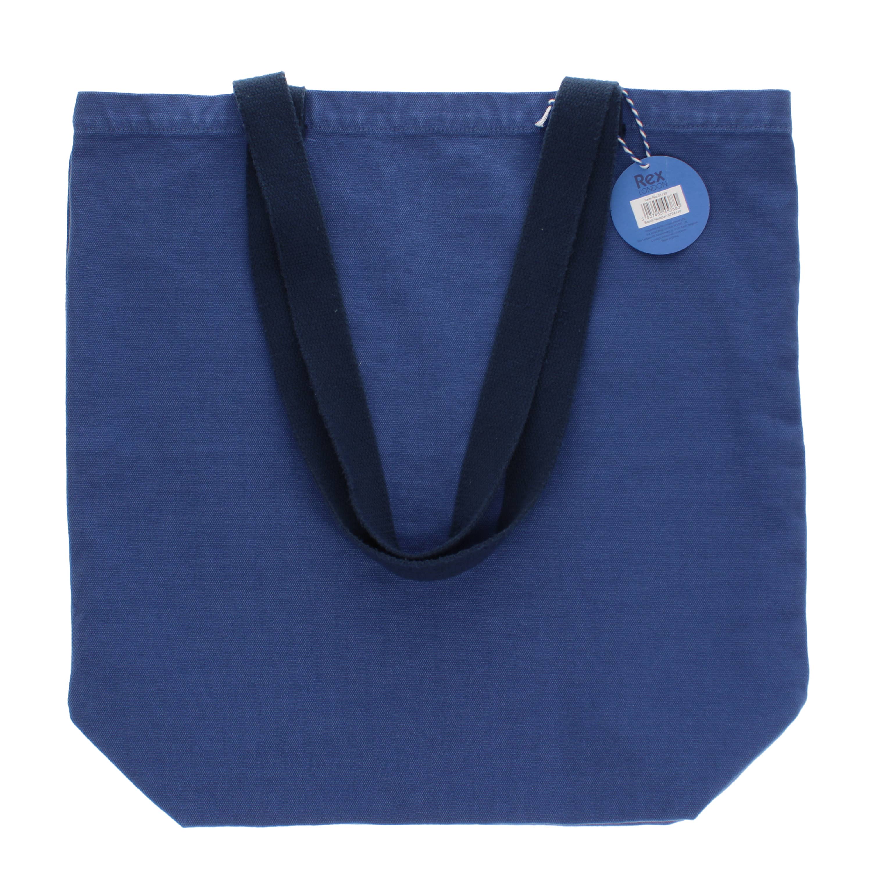 Two-tone cotton tote bag - Indigo blue