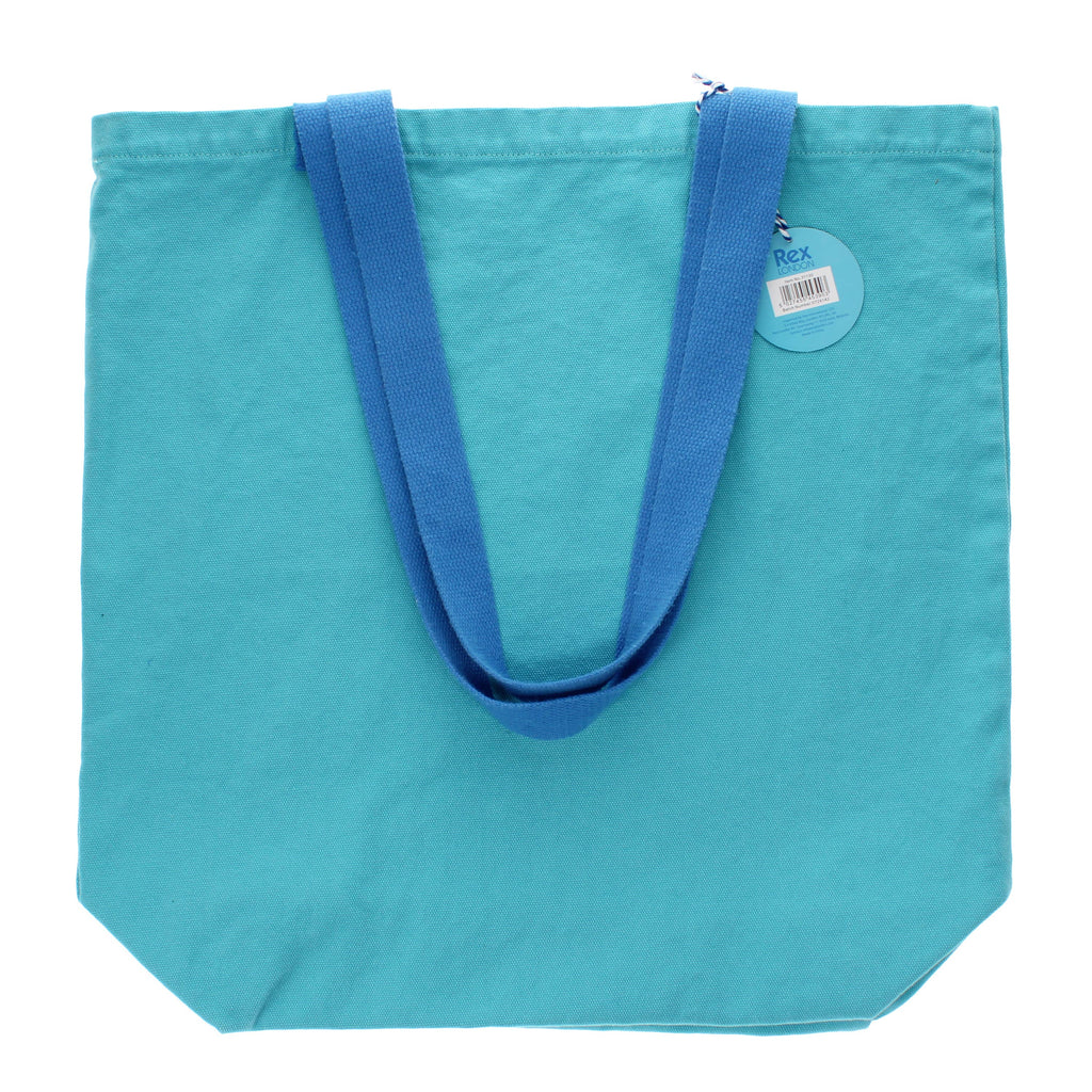 Two-tone cotton tote bag - Aqua blue