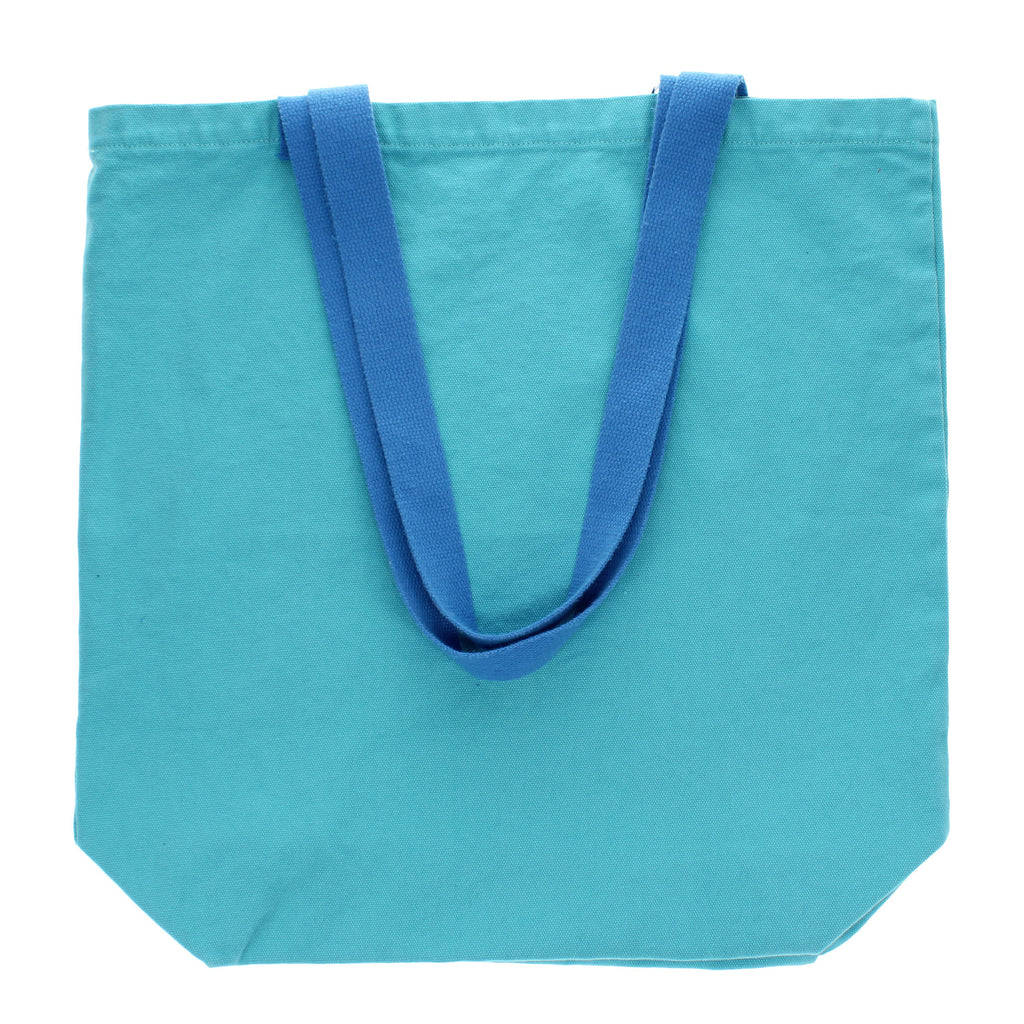 Two-tone cotton tote bag - Aqua blue