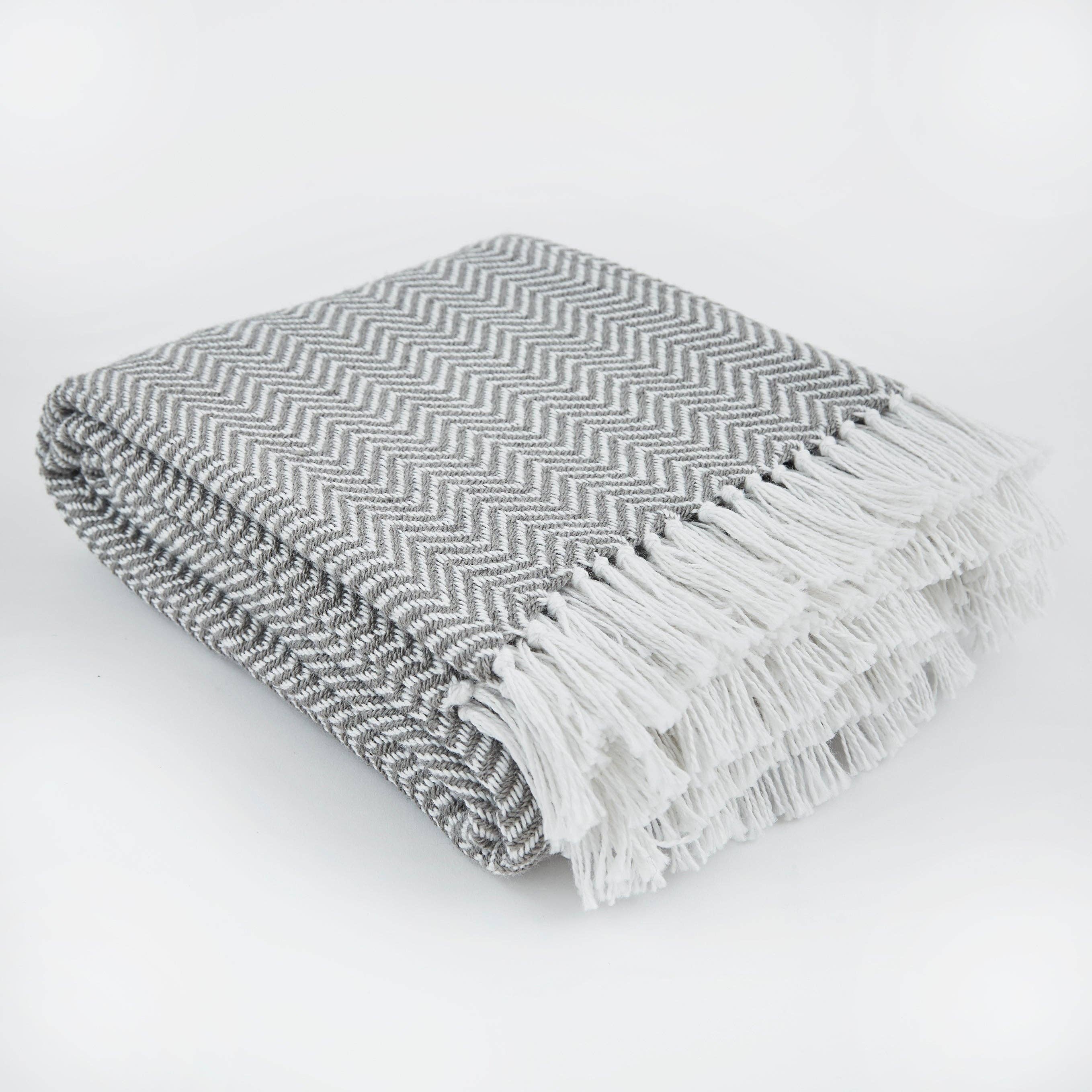 Slate Grey Herringbone Blanket